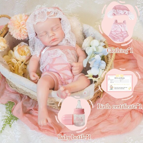 12.21 in Full Silicone Reborn Ivory Baby Girl Dolls Lifelike 2.42LB Weight Baby - Picture 7 of 7